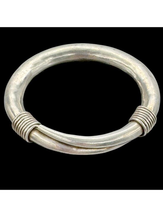 Handmade Jewelry - Sterling Silver Electroform Bangle Bracelet Statement Heavy 66g Modernist 7.5"
